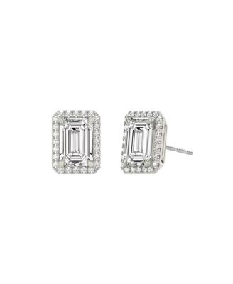  Halo Stud Earrings in 14K Gold, 1.5ctw Emerald Lab Grown Diamond