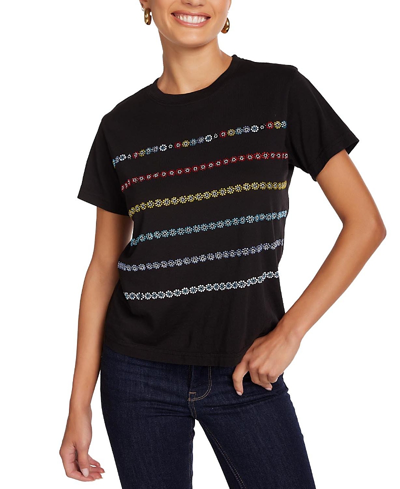Lauren Moshi Ursula Crystal Evil Eye Stripe Top