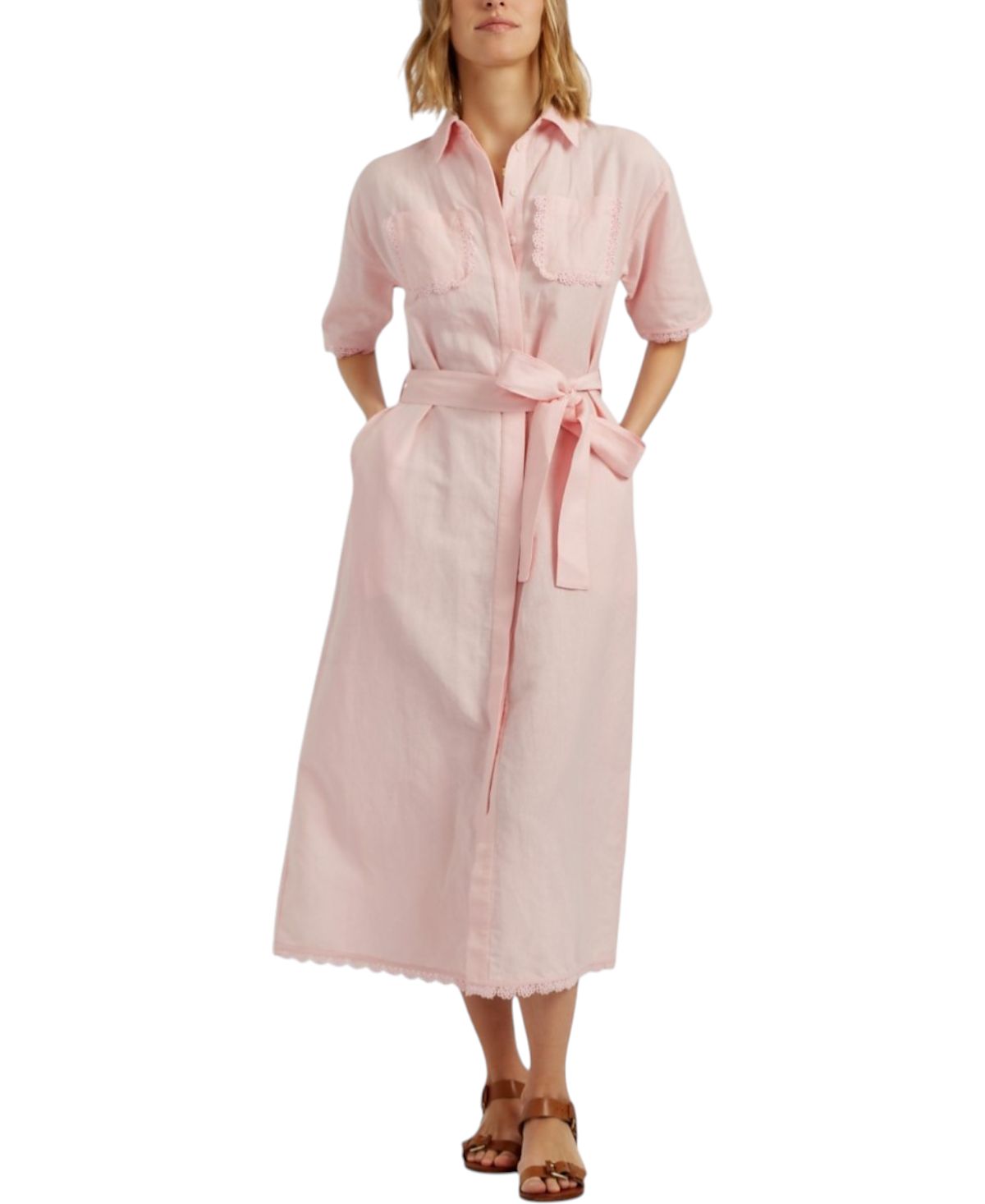 Chinti & Parker Women's Linen-Blend Scallop Shirt Dress