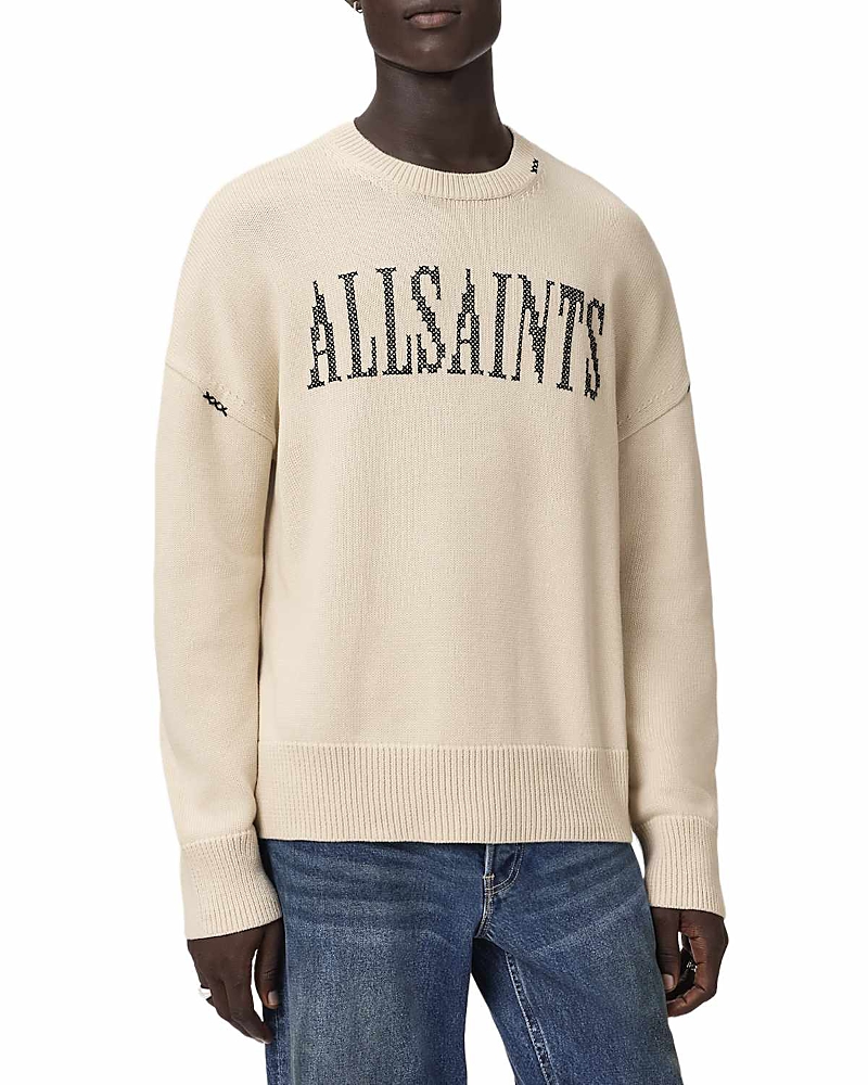 Allsaints Crossed Oversized Fit Logo Crewneck Sweater