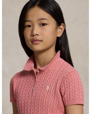 Girls' Mini Cable Cotton Polo Sweater - Big Kid