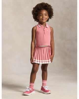 Girls' Stretch Mesh Half-Zip Boxy Polo Shirt - Little Kid