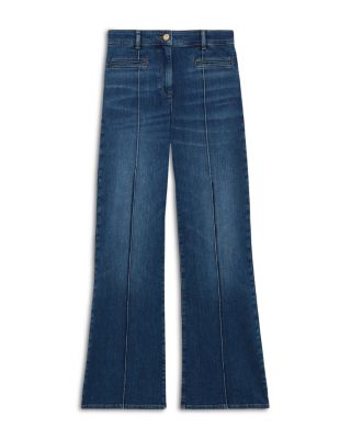 Claude High Rise Pintuck Flare Jeans in Mid Blue - thumbnail 6