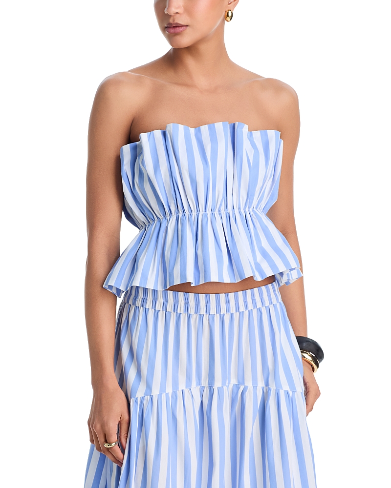 Aqua Striped Strapless Top - Exclusive