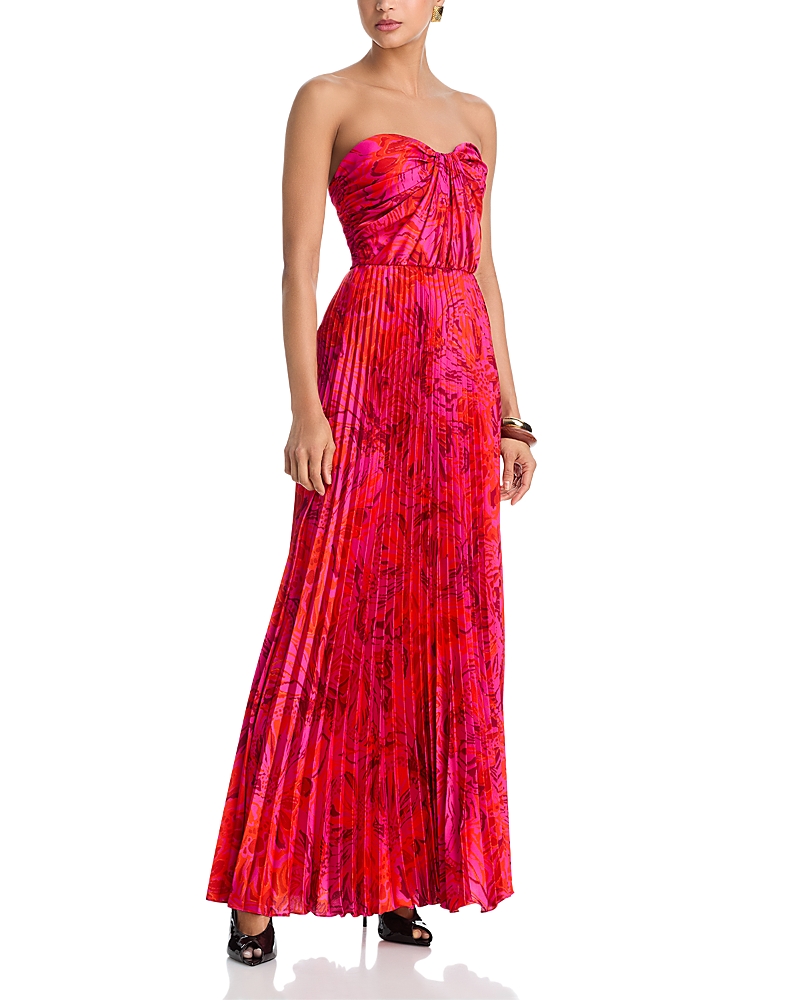 Aqua Strapless Pleated Gown - Exclusive
