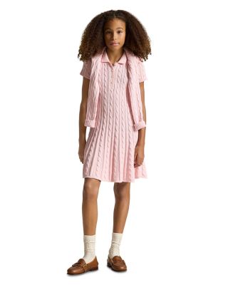 Girls' Cotton Polo Cable Knit Sweater Dress - Big Kid