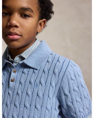 Boys' Cable Knit Cotton Polo Sweater - Big Kid