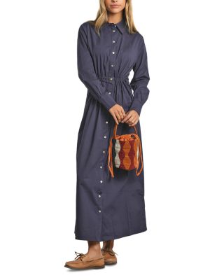 Drawstring Waist Maxi Shirtdress