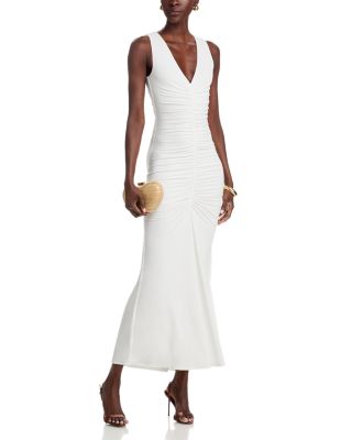 Inez V Neck Ruched Midi Dress