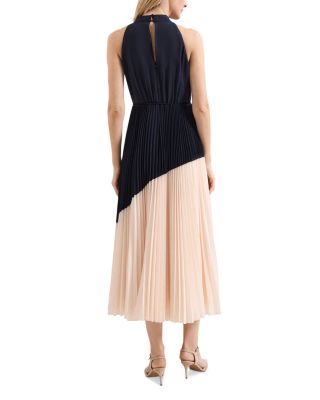 Kimira Navy Pleated Maxi Dress 