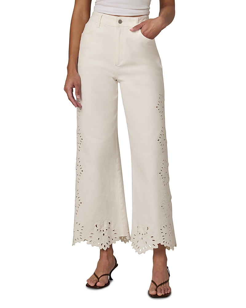 Joe's Jeans The Mia Broderie Wide Leg Ankle Jeans in Ecru Floral