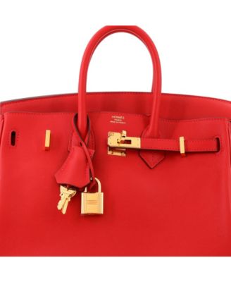 Birkin 25 Handbag Red Swift with Gold Hardware