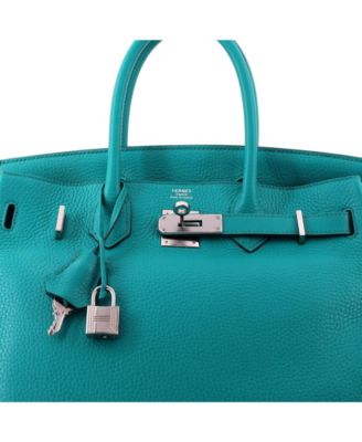 Birkin 30 Handbag Blue Clemence with Palladium Hardware