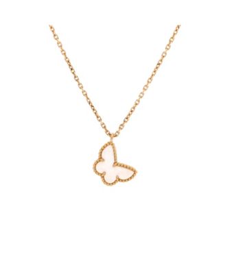  Sweet Alhambra Butterfly Pendant Necklace 18K Gold and Mother of Pearl, 15.75"