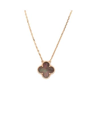  Vintage Alhambra Pendant Necklace 18K Rose Gold and Grey Mother of Pearl, 16.25"