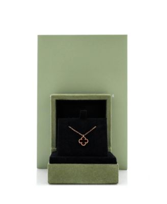  Sweet Alhambra Pendant Necklace 18K Rose Gold and Carnelian, 15.75"