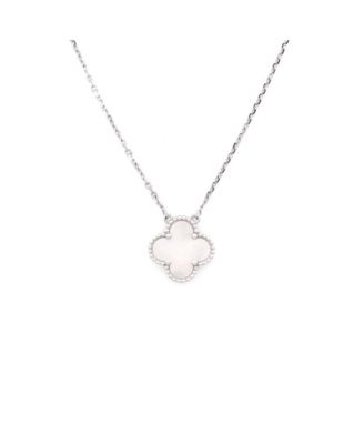  Vintage Alhambra Pendant Necklace 18K White Gold and Mother of Pearl, 18.5"