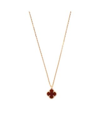  Sweet Alhambra Pendant Necklace 18K Rose Gold and Carnelian, 16"