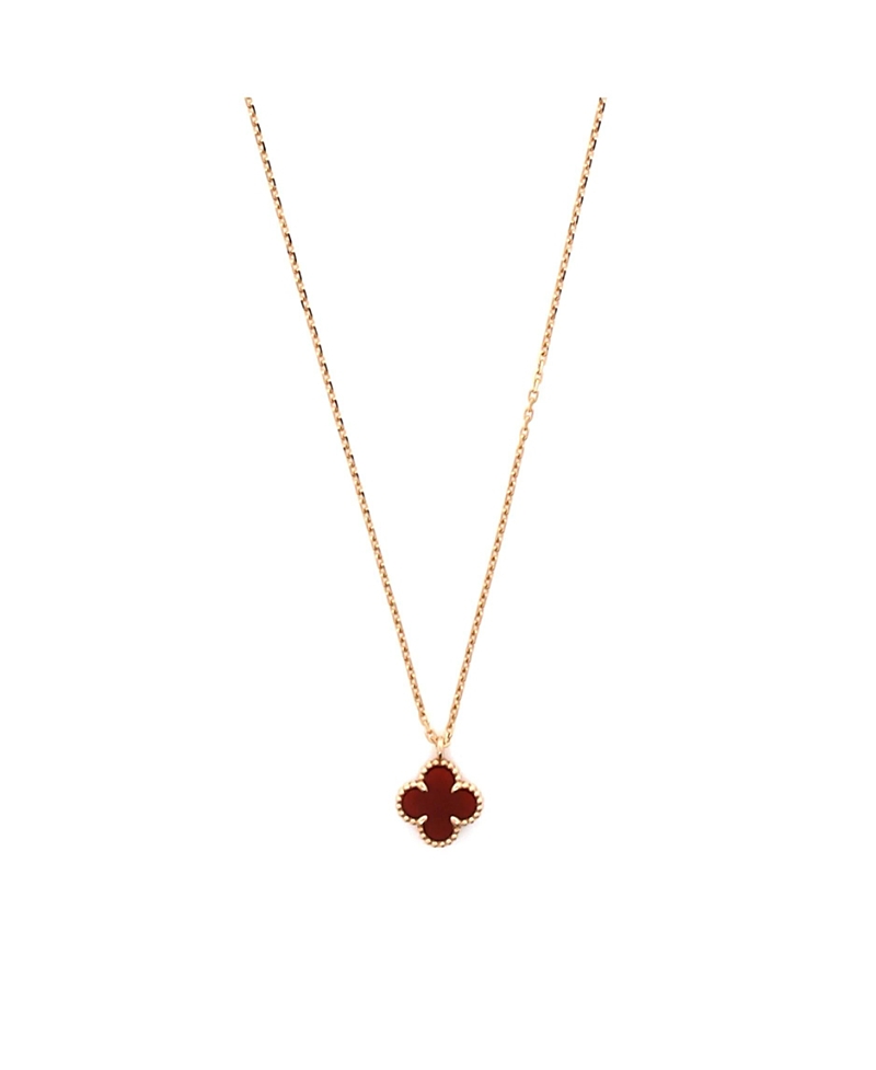 Pre-Owned Van Cleef & Arpels Sweet Alhambra Pendant Necklace 18K Rose Gold and Carnelian, 16"