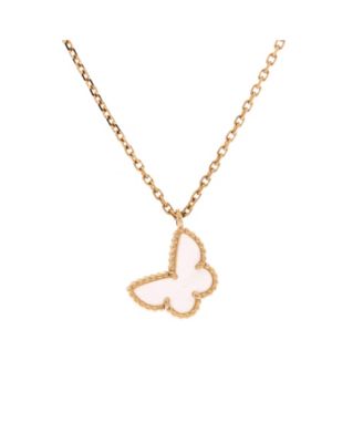  Sweet Alhambra Butterfly Pendant Necklace 18K Gold and Mother of Pearl, 15.75"