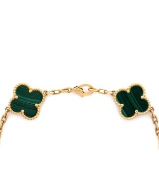  Vintage Alhambra 5 Motifs Bracelet 18K Gold and Malachite