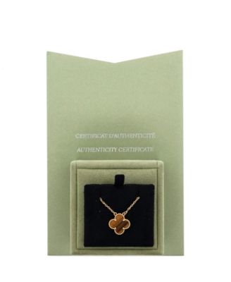  Vintage Alhambra Pendant Necklace 18K Gold and Tiger Eye, 16.5"