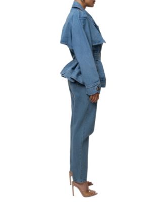 Medium Wash Double Breasted Denim Jacket