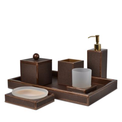 Faux Shagreen Bronze Bath Accessories Collection
