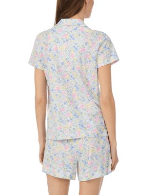 Short Sleeve Classic Knits Notch Collar Boxer Pajama Set