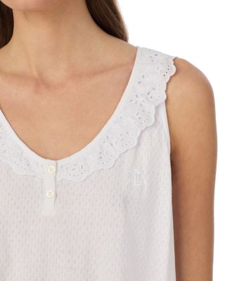 Textured Knit Eyelet Button Flutter Neck Gown