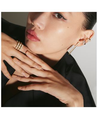 18K Yellow Gold Inside/Out Diamond Flip Stiletto Drop Earrings