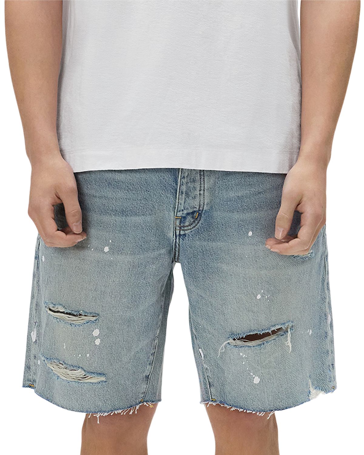 Purple Brand Painterly Rip Jean Shorts