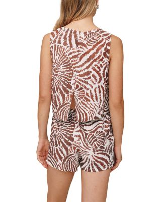 Sleeveless Boat Neck Split Back Top