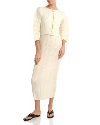 Linen Like Rib Pleats Cardigan