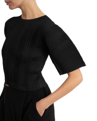 Linen Like Rib Pleats Top