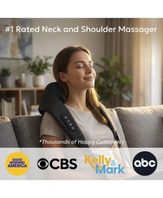 Wave Heated Neck & Back Massager with Heat, Cordless and Hands-Free