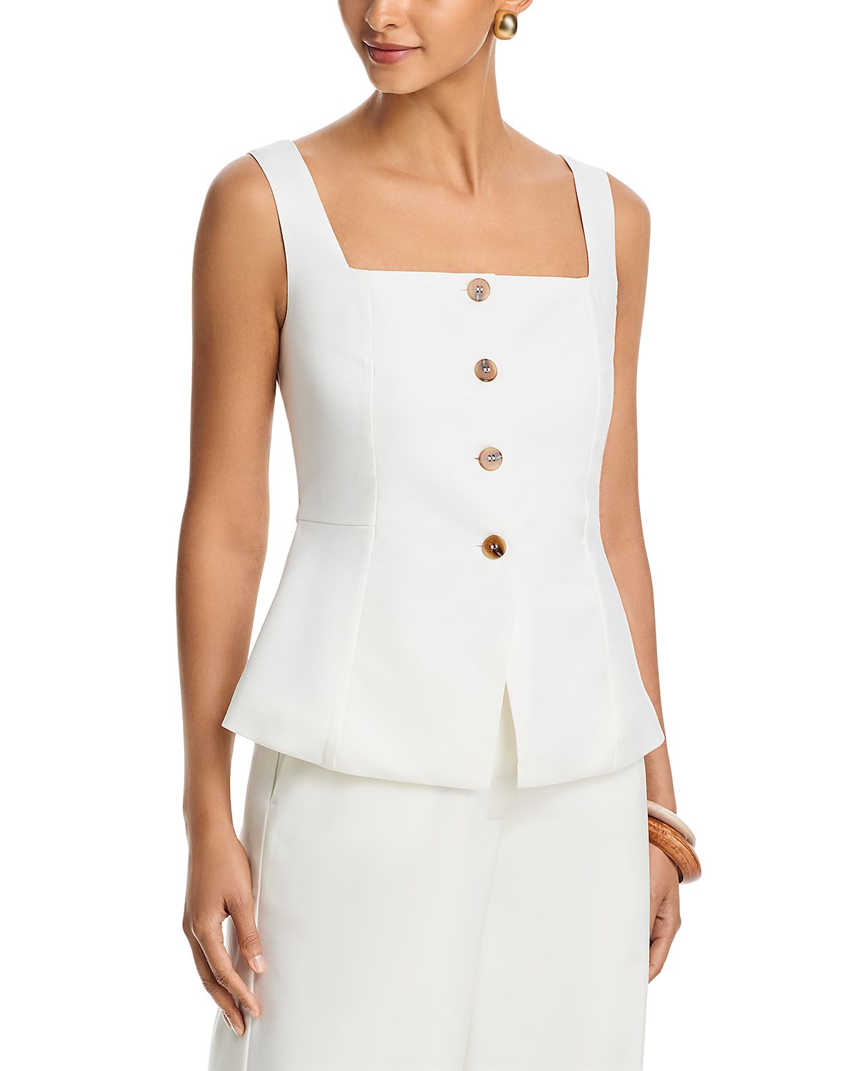 French Connection Lightweight Twill Square Neck Sleeveless Top