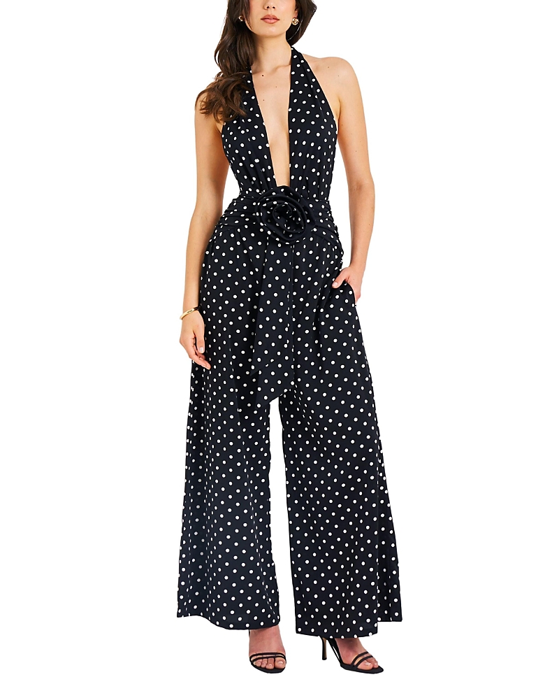 Miss Circle Oriana Polka Dots Halter Jumpsuit