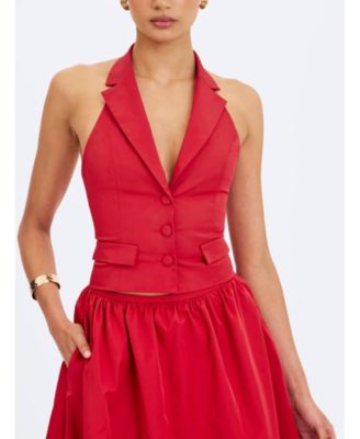  Ursella Halter Single-Breasted Lapel Top