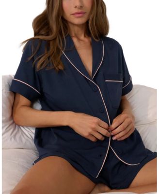 Slumberknit Shawl Collar Short Sleeve Short Set