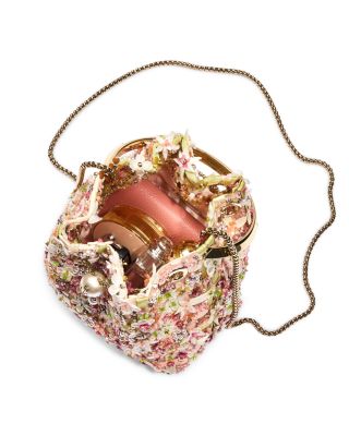 Bon Bon Floral Embroidered Mesh Top Handle Bucket Bag