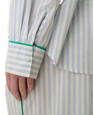 Airy Cotton Piped Button Down