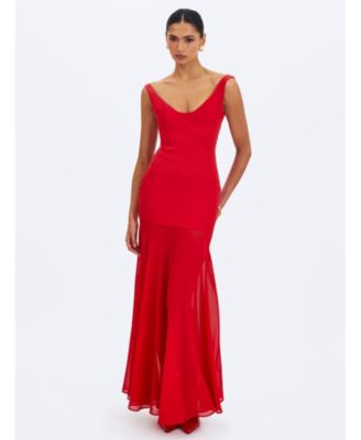  Verona Scoop Neck Flared Maxi Dress