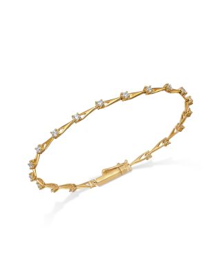 Diamond Station Bracelet in 14K Yellow Gold, 1.0 tcw