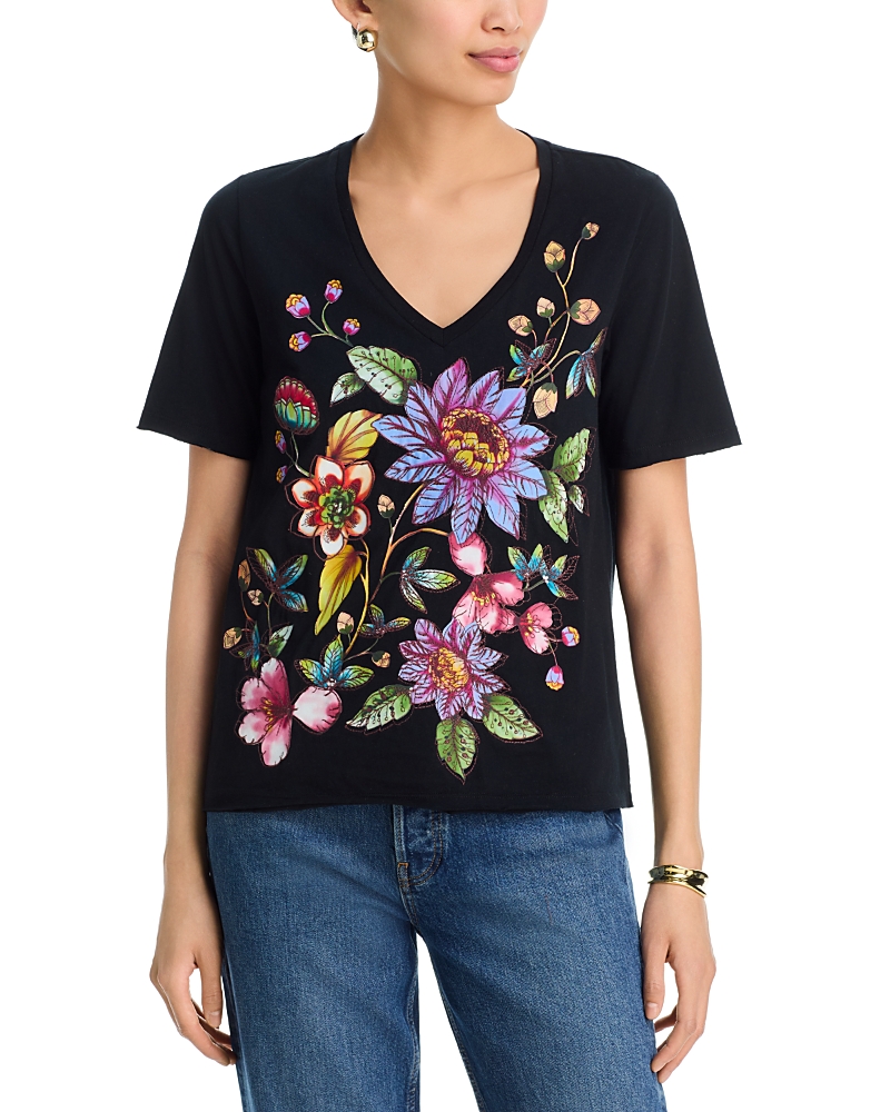 Johnny Was Aivy Raw Hem V Neck Tee
