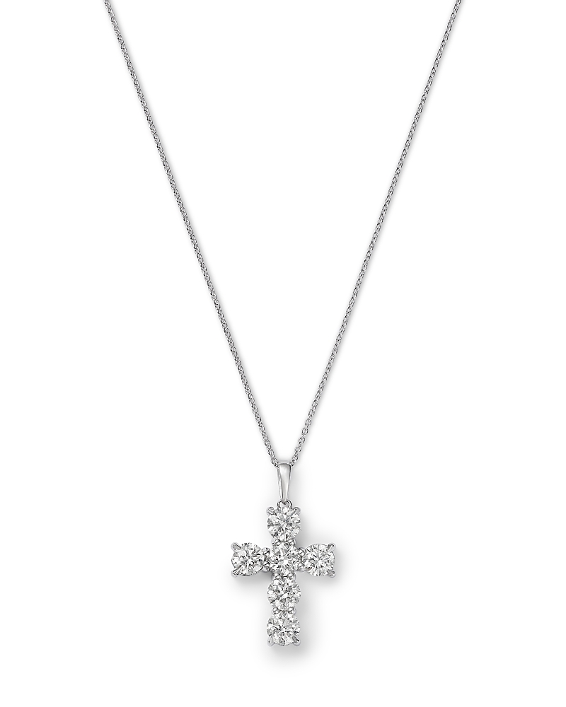 Bloomingdale's Fine Collection Diamond Cross Pendant Necklace in 14K White Gold, 2.0 tcw