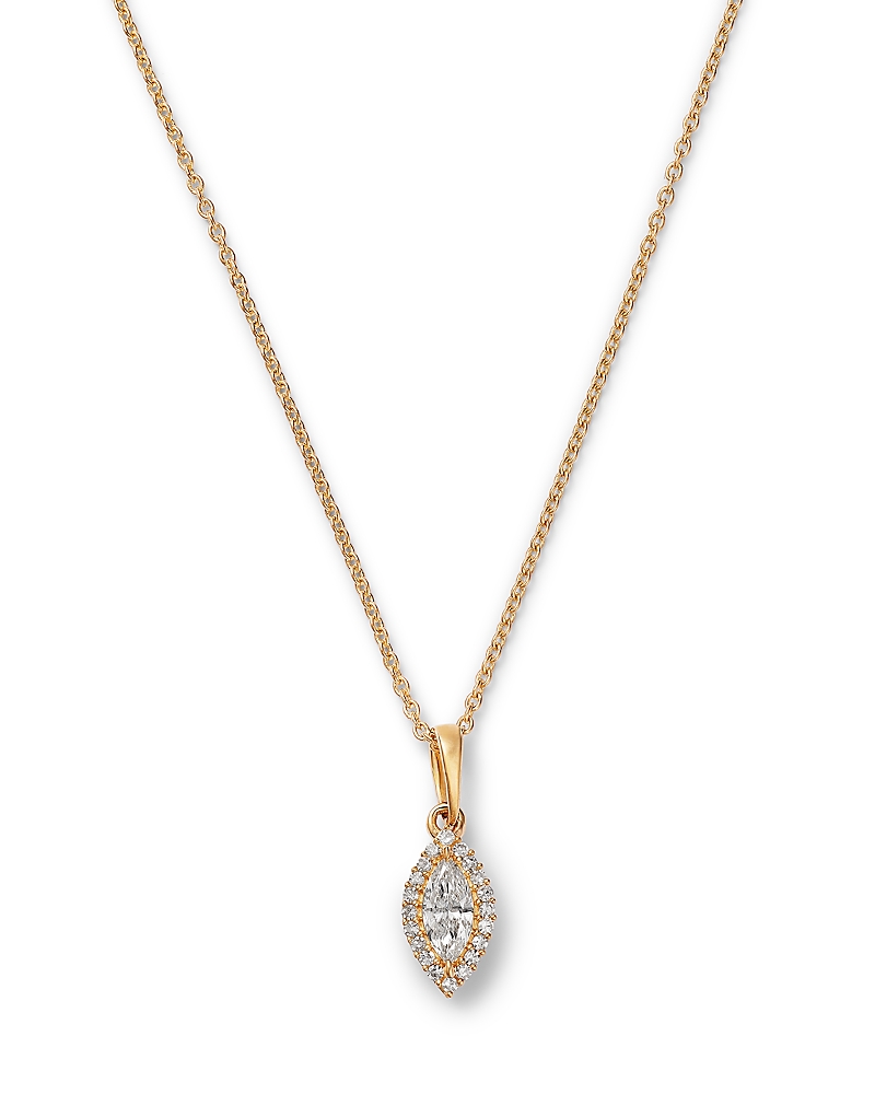 Bloomingdale's Fine Collection Diamond Marquise Shaped Halo Pendant Necklace in 14K Yellow Gold, 0.15 tcw