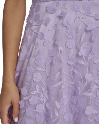 Floral Appliqu&eacute;d V Neck Gown