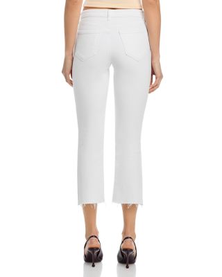 Kendra Mid Rise Crop Flare Jeans in Blanc