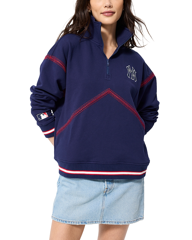 Terez Baseball Stitch Quarter Zip Sweatshirt
